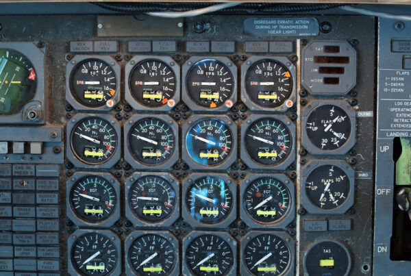 A photo of an aircraft gauges depicting how SaaS metrics are critical to all businesses.