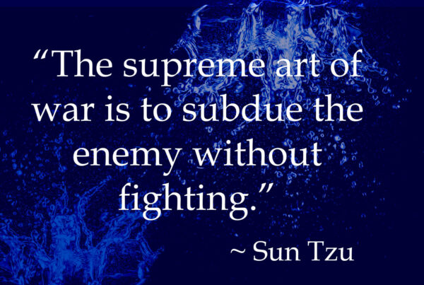 A slide shows this quote. "The supreme art of war is to subdue the enemy without fighting"