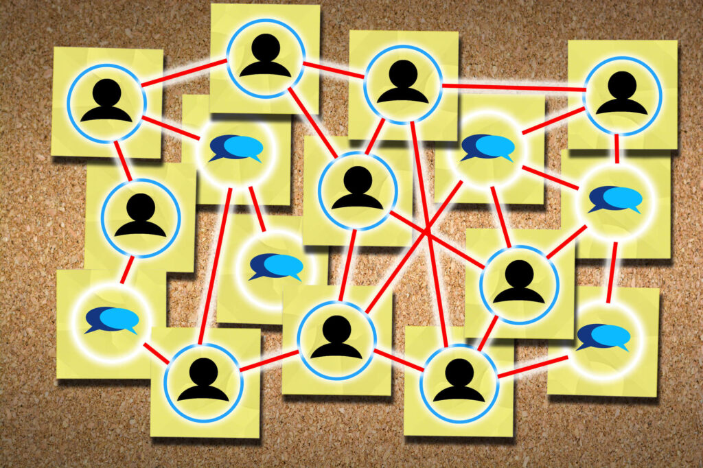 A board that illustrates how business people network