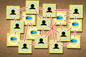A board that illustrates how business people network
