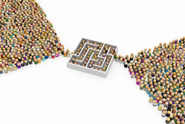 A labyrinth of marbles indicating a bottleneck